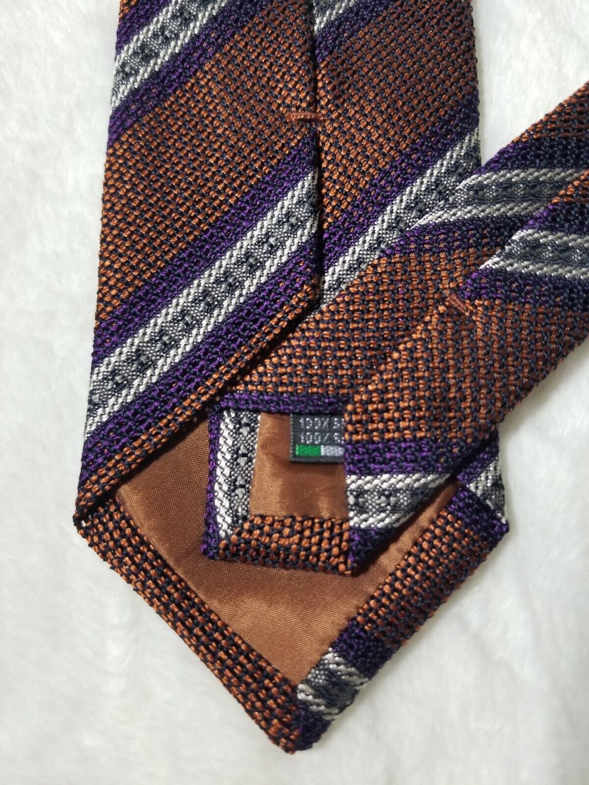Orange Striped Italian Silk Grenadine Tie
