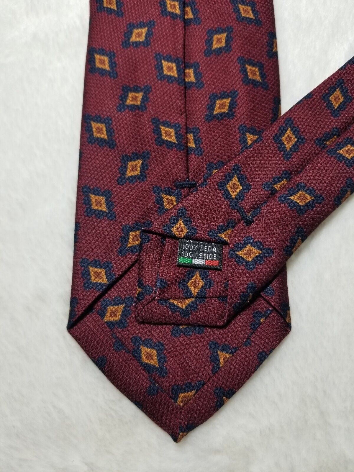 Burgundy Geometric Italian Silk Micro-Grenadine Tie