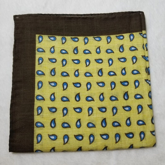 Yellow Tear-Drop Linen/Cotton Pocket Square