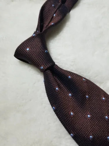 Brown Polka Dot Silk Grenadine Tie (Garza Fina)