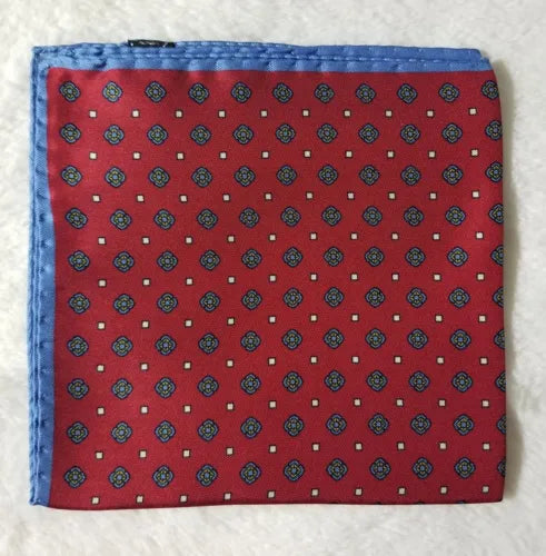 Red Floral Silk Twill Pocket Square