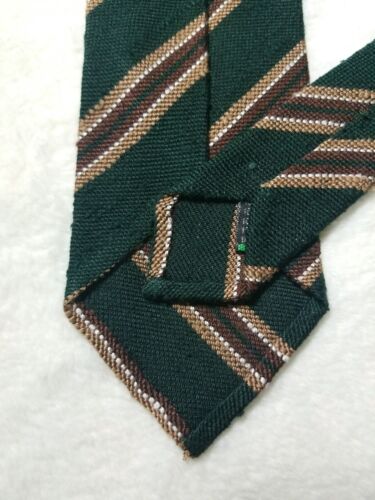 Luxury Forest Green Stripe Untipped Silk Shantung Tie