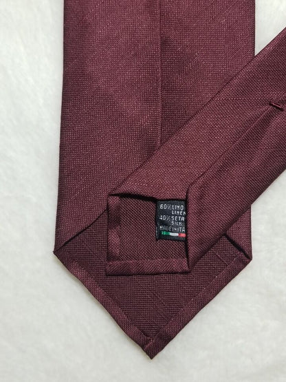 Burgundy Untipped Linen/Silk Tie