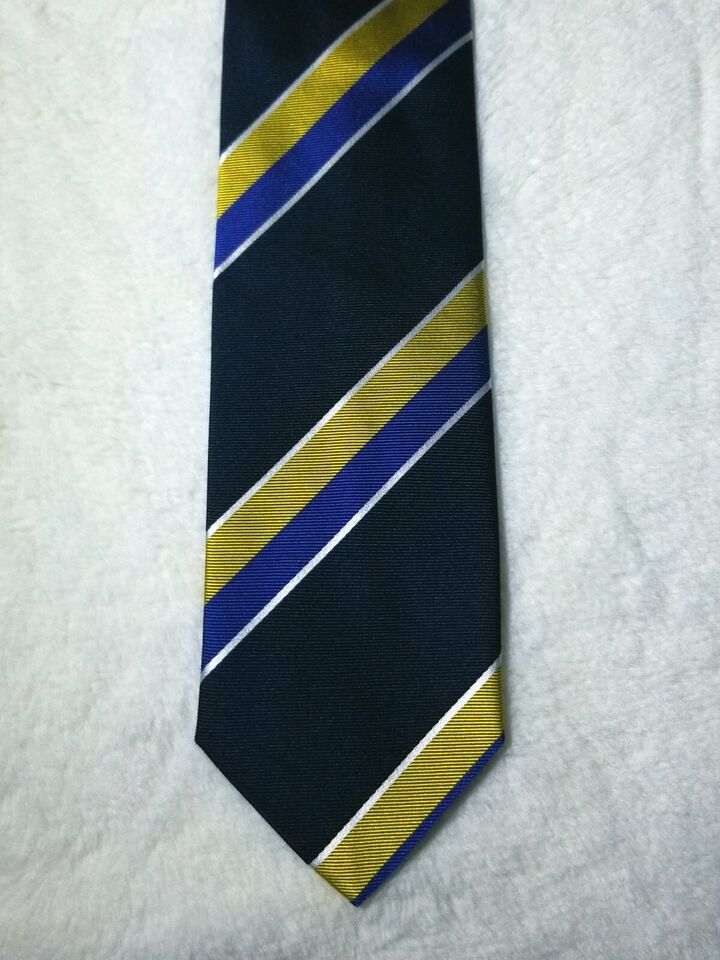 Navy Blue Regimental Stripe Repp Silk Tie